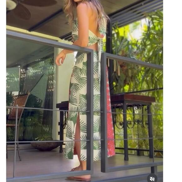 NWT Relicario Horus Tie Back Halter Midi Dress Small Resortwear Vacation Beach - Picture 2 of 13